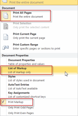 Print comments in word document 2010